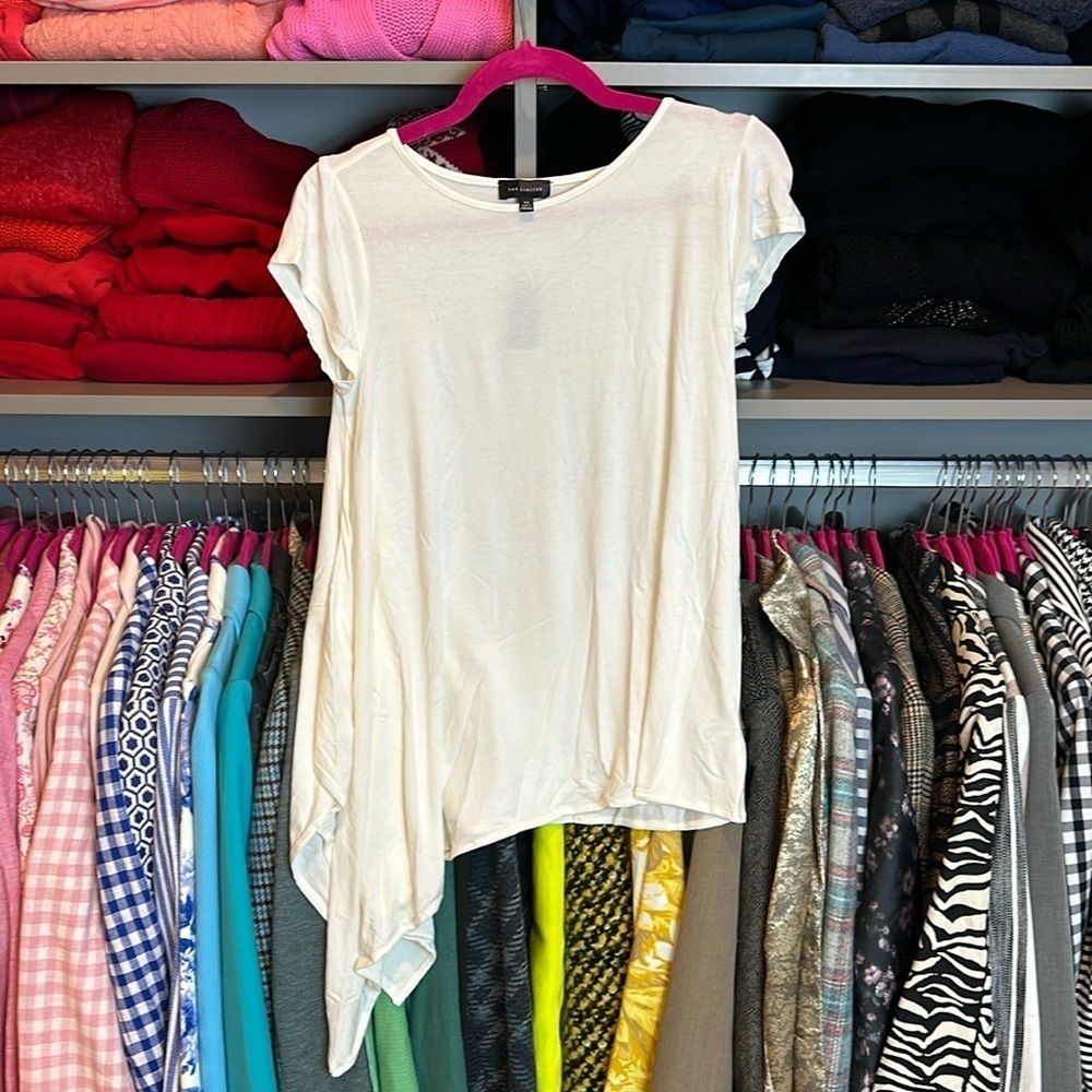 The Limited ecru asymmetrical short sleeve top size XS NWT